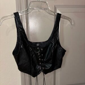 Black Lace-Up Women's Top